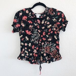 Floral semi crop top